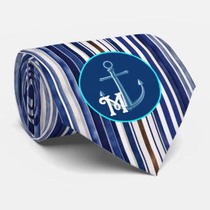 Summer Navy Blue Trendy Boat Stripes Collection Tie