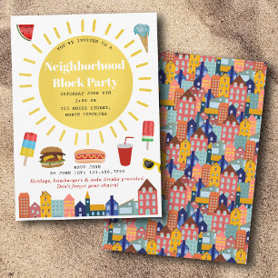 Summer Neighborhood Block Party Invitation