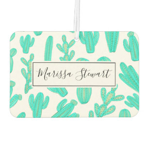 Summer Neon Teal Green Tropical Cactus Plants Car Air Freshener