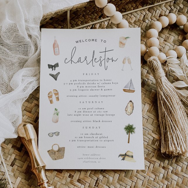 Summer Neutrals Bachelorette Weekend Itinerary Invitation (Creator Uploaded)