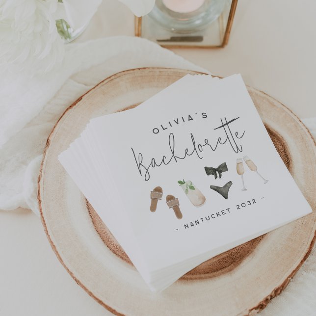 Summer Neutrals Personalised Bachelorette Party Napkin (Creator Uploaded)
