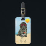 Summer Newfoundland Luggage Tag<br><div class="desc">It’s a dog’s life! Be cool and celebrate the dog days of summer with this cute Newfoundland wearing sunglasses and relaxing with a drink.</div>
