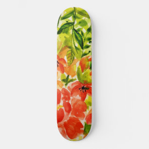Summer Night Blooming Garden Flowers Skateboard