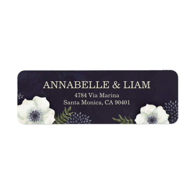 Summer Night Flowers Wedding Address Label Return Address Label (Front)