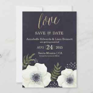 Summer Night Flowers Wedding Save the Date Card