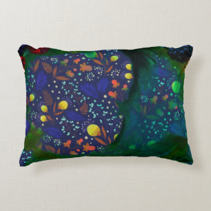 Summer Night Garden Rabbit Asleep Collage Decorative Cushion