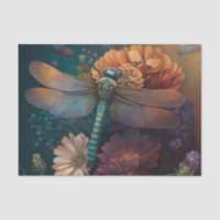 Summer Night Midnight Dragonfly Flower Decoupage