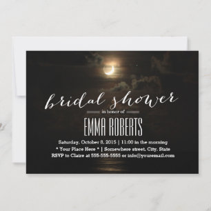 Summer Night Moon over the Sea Bridal Shower Invitation