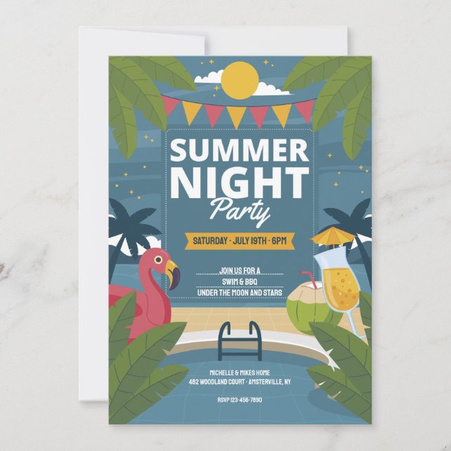 Summer Night Party Invitation (Front)