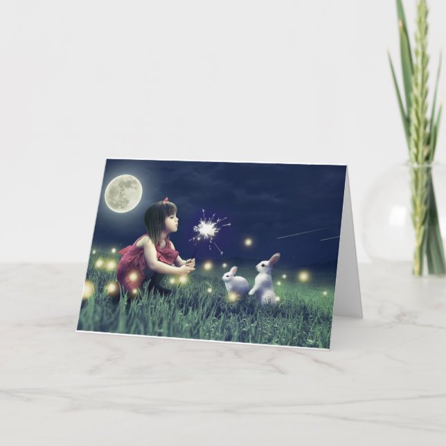 Summer Night Wishes Blank Greeting Card (Front)