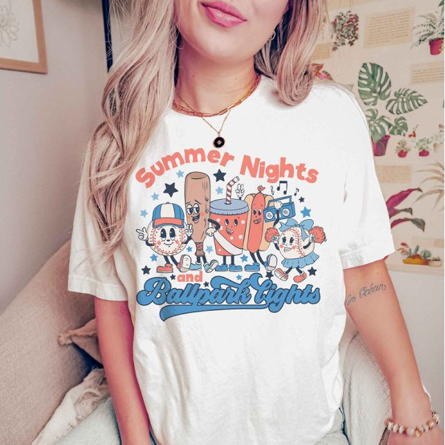Summer Nights And Ballpark Lights Baseball T-Shirt (Creator Uploaded)