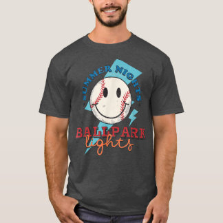 Summer Nights And Ballpark Lights Fun For Game Nig T-Shirt