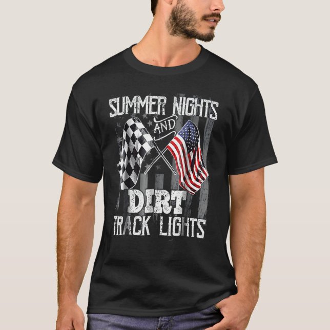 Summer Nights And Dirt Track Lights Sprint Car Rac T-Shirt (Front)