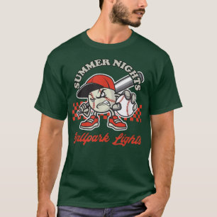 Summer Nights Ballpark Lights Funny Baseball T-Shirt