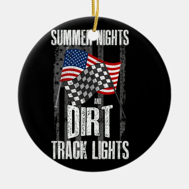 Summer Nights Dirt Track Lights Racing Motocross Ceramic Ornament (Front)