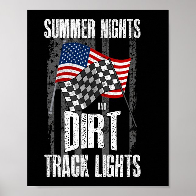 Summer Nights Dirt Track Lights Racing Motocross Poster (Front)