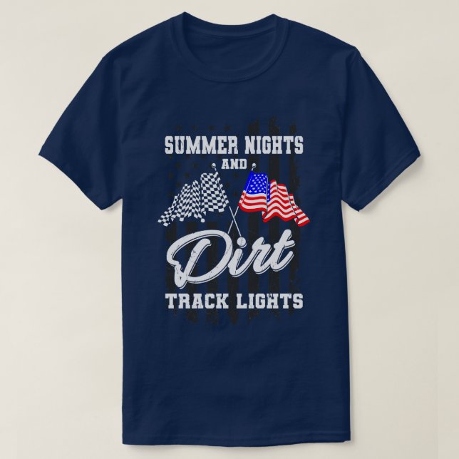 Summer Nights Dirt Track Lights Racing T-Shirt (Design Front)