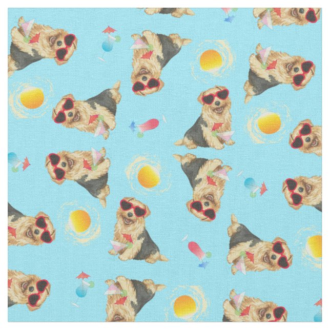 Summer Norfolk Terrier  Fabric (Close Up)