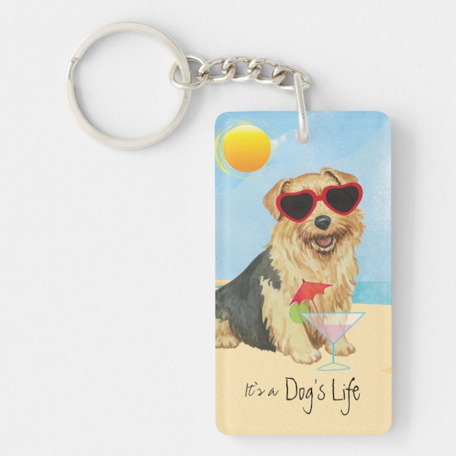 Summer Norfolk Terrier Keychain (Front)