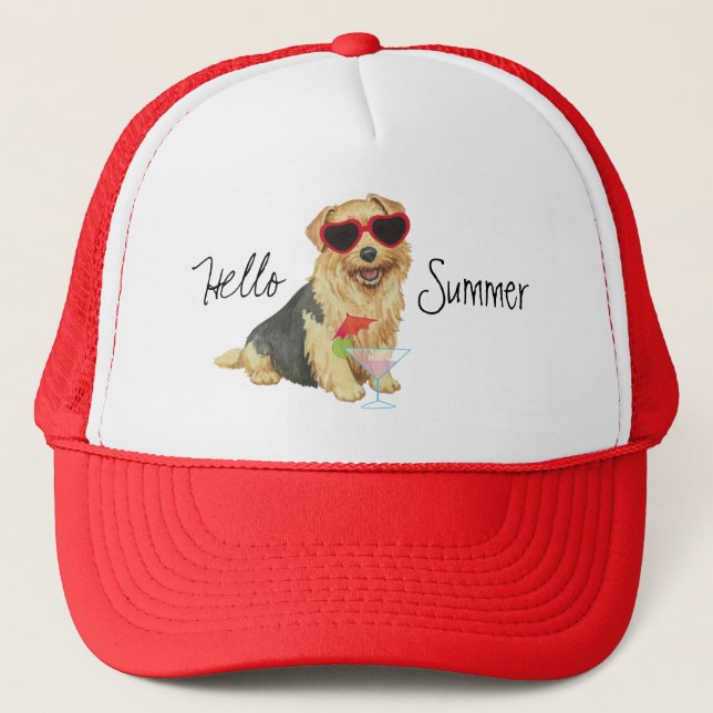 Summer Norfolk Terrier Trucker Hat (Front)