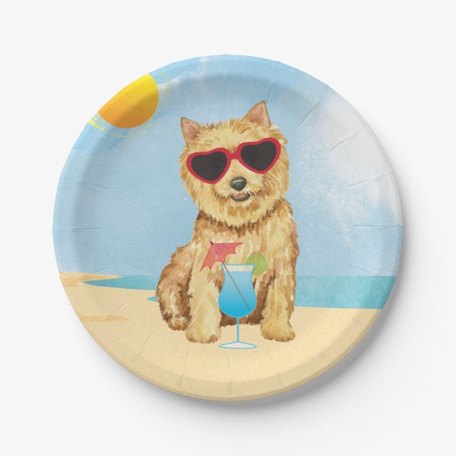 Summer Norwich Terrier Paper Plate (Front)