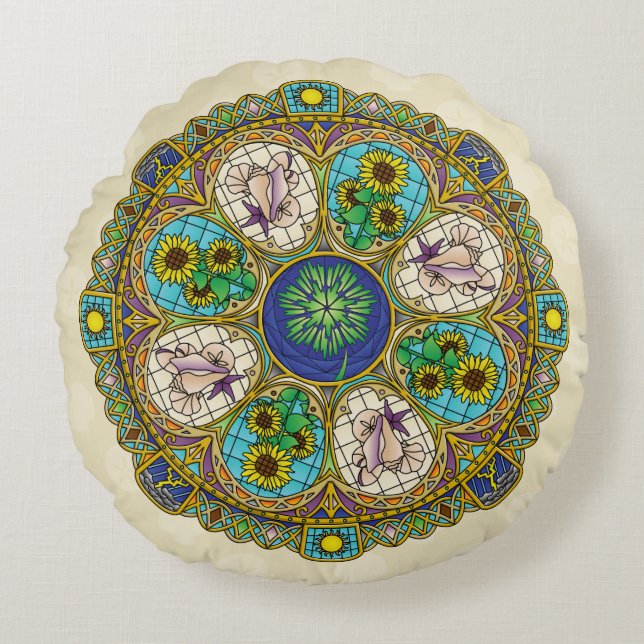 Summer Nouveau Round Pillow (Front)
