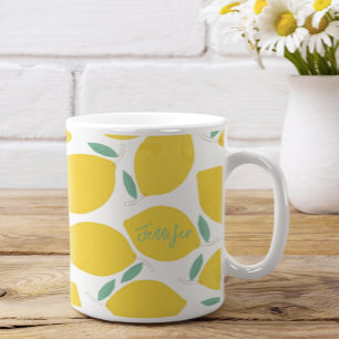 Summer Novelty Lemon-Pattern Printed Personalised  Coffee Mug