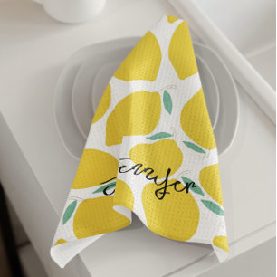 Summer Novelty Lemon-Pattern Printed Personalized  Tea Towel