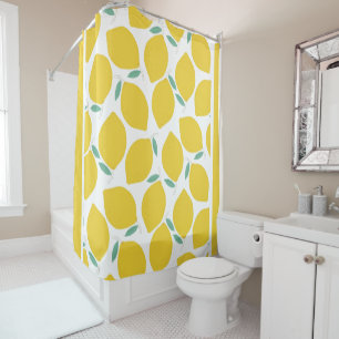 Summer Novelty Lemon-Pattern Printed Shower Curtain