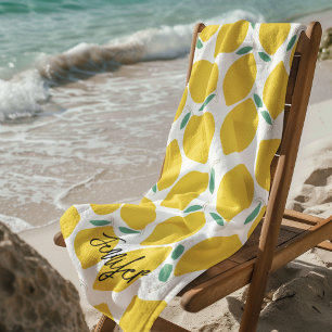 Summer Novelty Lemon-Patterned Personalised Gift Beach Towel