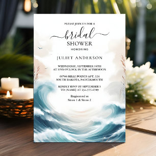 Summer Ocean Beach Blue Water Bridal Shower Invitation