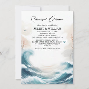 Summer Ocean Beach Destination Rehearsal Dinner Invitation