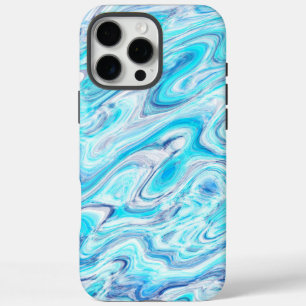 Summer Ocean Blue Colourful Abstract Marble Textur iPhone 16 Pro Max Case