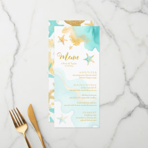 Summer Ocean Coastal Starfish Beach Wedding  Menu