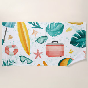 Summer Ocean Nautical Cute Tropical Kayak Beach Towel