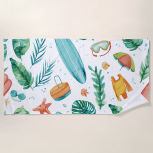 Summer Ocean Nautical Cute Tropical Kayak Beach Towel