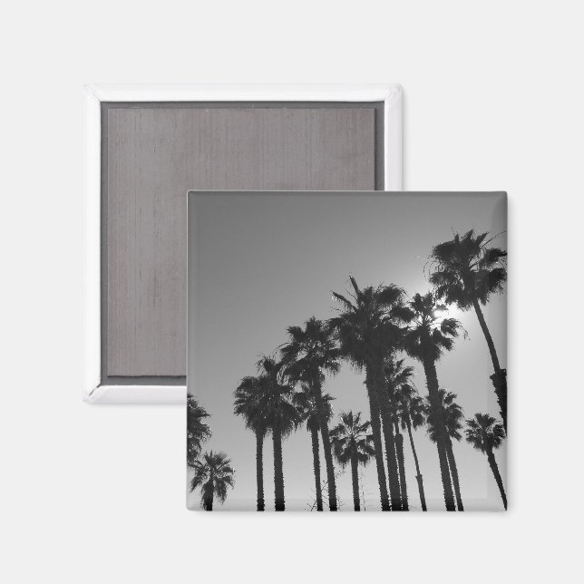 Summer Ocean Palms Black and White Photography Magnet (Front/Back)
