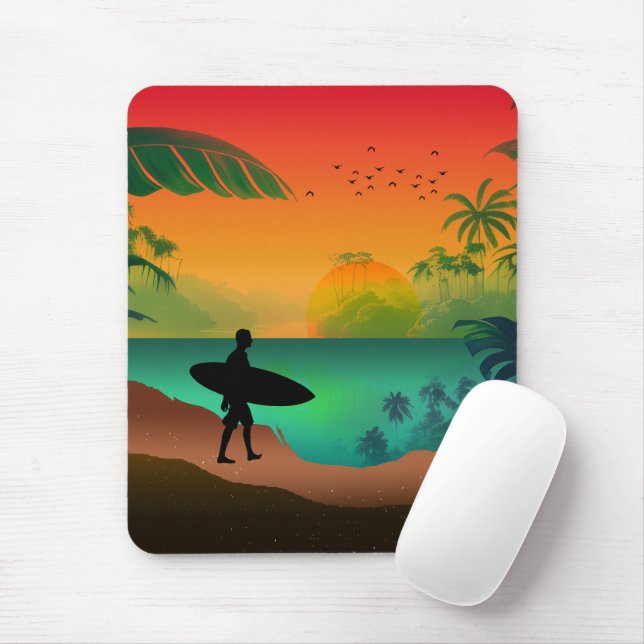 Summer ocean paradise mouse pad (With Mouse)