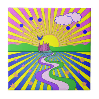 Summer of Love Colourful Psychedelic 60s 70s Ceramic Tile