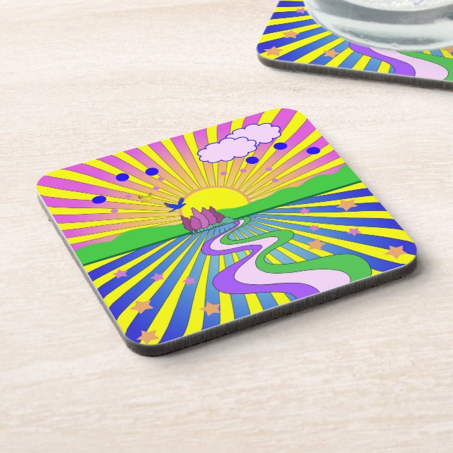 Summer of Love Colourful Psychedelic 60s 70s  Coaster (Left Side)