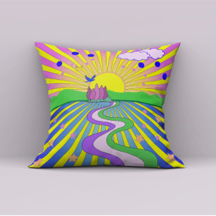 Summer of Love Colourful Psychedelic 60s 70s Cushion
