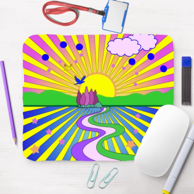 Summer of Love Colourful Psychedelic 60s 70s   Mouse Pad (Creator Uploaded)