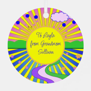 Summer of Love Groovy Psychedelic Custom Text Metal Tree Decoration