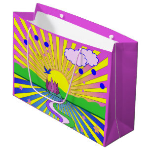Summer of Love Psychedelic Sixties Sunburst Large Gift Bag