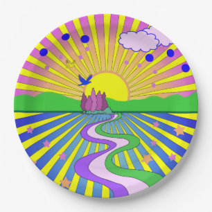 Summer of Love Psychedelic Sixties Sunburst Paper Plate