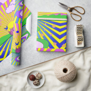 Summer of Love Psychedelic Sixties Sunburst   Wrapping Paper