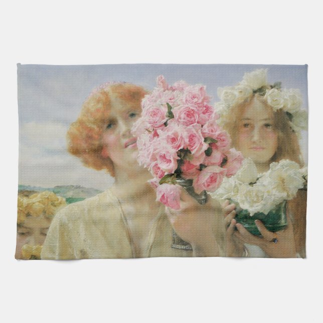 Summer Offering by Sir Lawrence Alma-Tadema Tea Towel (Horizontal)