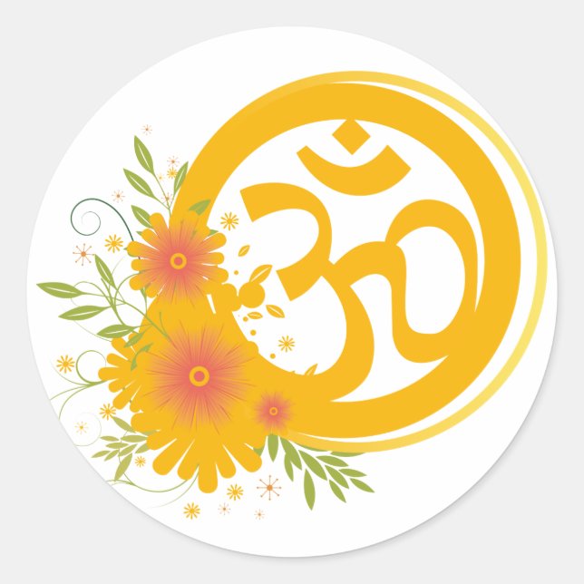 Summer Om Symbol Classic Round Sticker (Front)