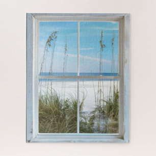 Summer on Beach Window View Jigsaw Puzzle