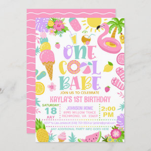 Summer One Cool Babe Birthday Party Invitation